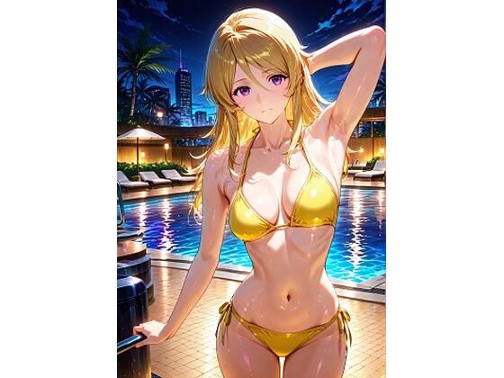 森〇  黄色ビキニでナイトプール【HKMアート】