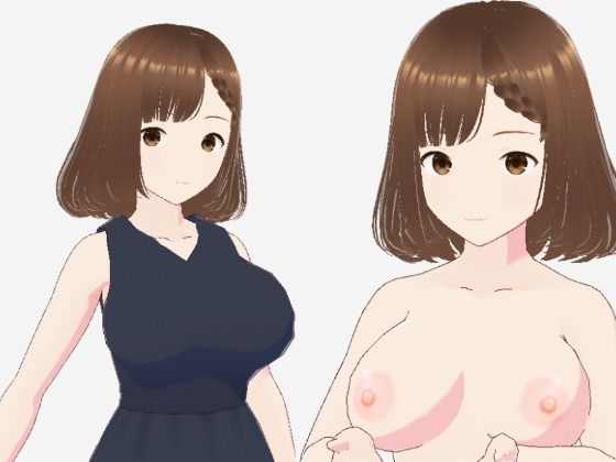 黒いワンピースの巨乳のお姉さん（セリフなし  3DCGモデル  イラスト集）