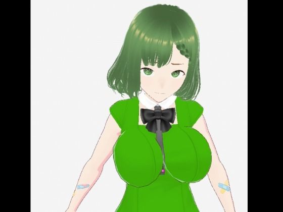 緑色の髪の毛と洋服を着たお姉さん（セリフなし  3DCGモデル  イラスト集）